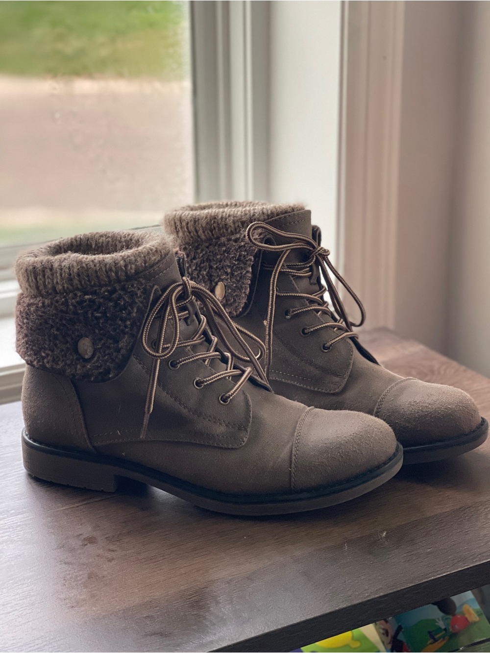 White Mountain Taupe Lace-Up Ankle Boots